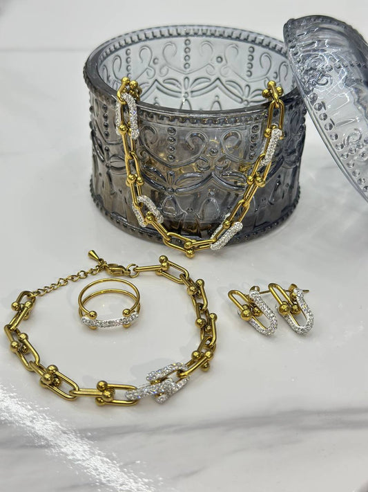PARURE TIFFANY 4 PIECES EN ACIER  INOXYDABLE